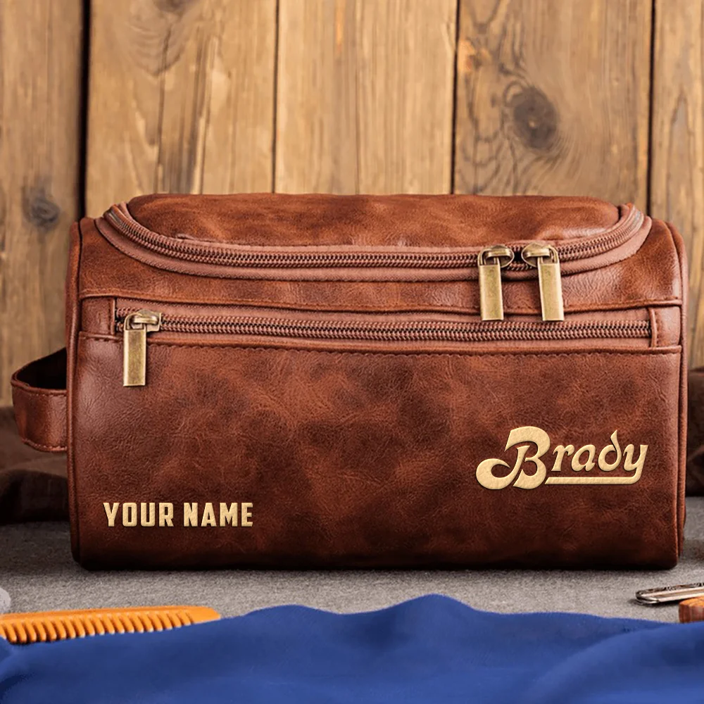 Ayotte Drums Exclusive Logo - Personalized Leather Toiletry Bag QTDR210425A1AYT - Coffee