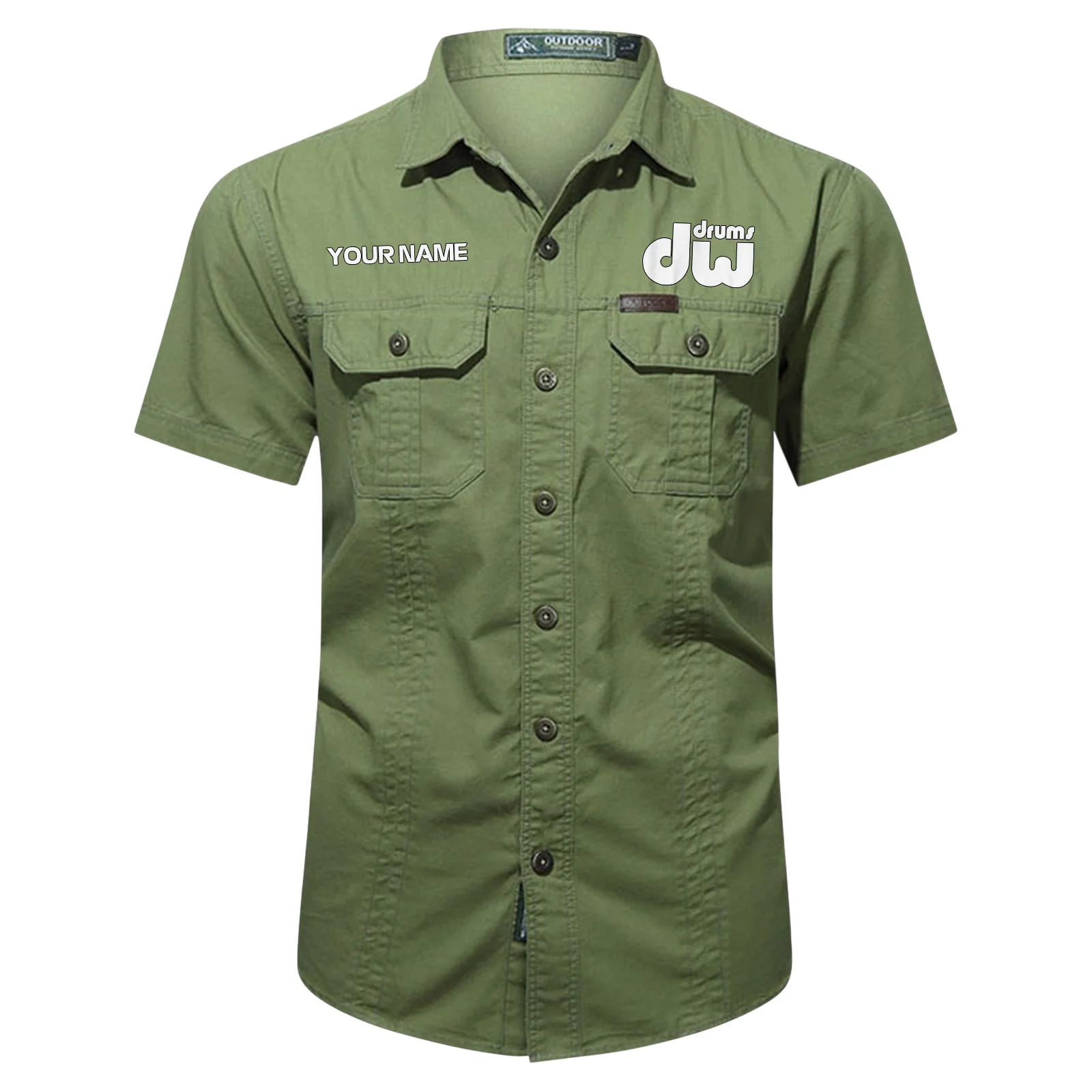 DW Drums Drums Exclusive Logo - Personalized Casual Shirt QTDR240425A1DW - Army Green