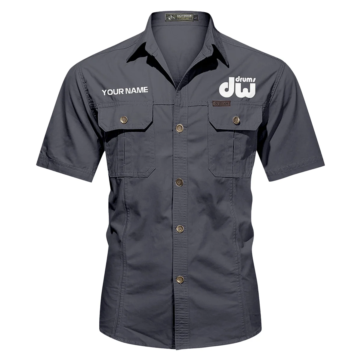 DW Drums Drums Exclusive Logo - Personalized Casual Shirt QTDR240425A1DW - Dark Gray
