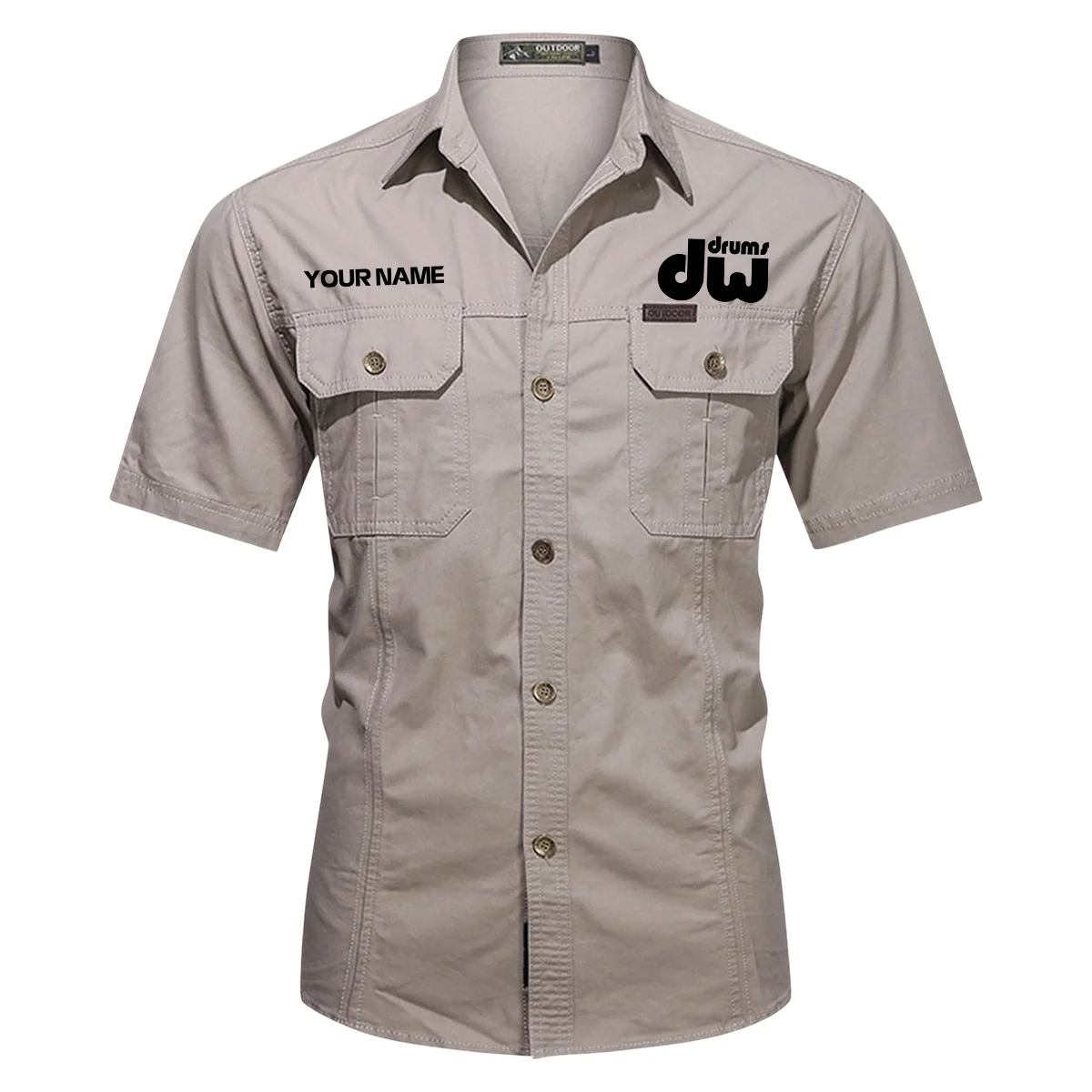 DW Drums Drums Exclusive Logo - Personalized Casual Shirt QTDR240425A1DW - Gray