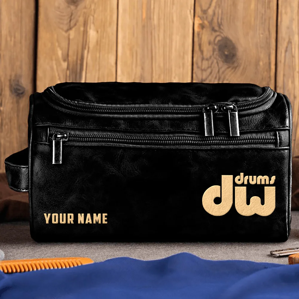 DW Drums Drums Exclusive Logo - Personalized Leather Toiletry Bag QTDR210425A1DW - Dark Brown