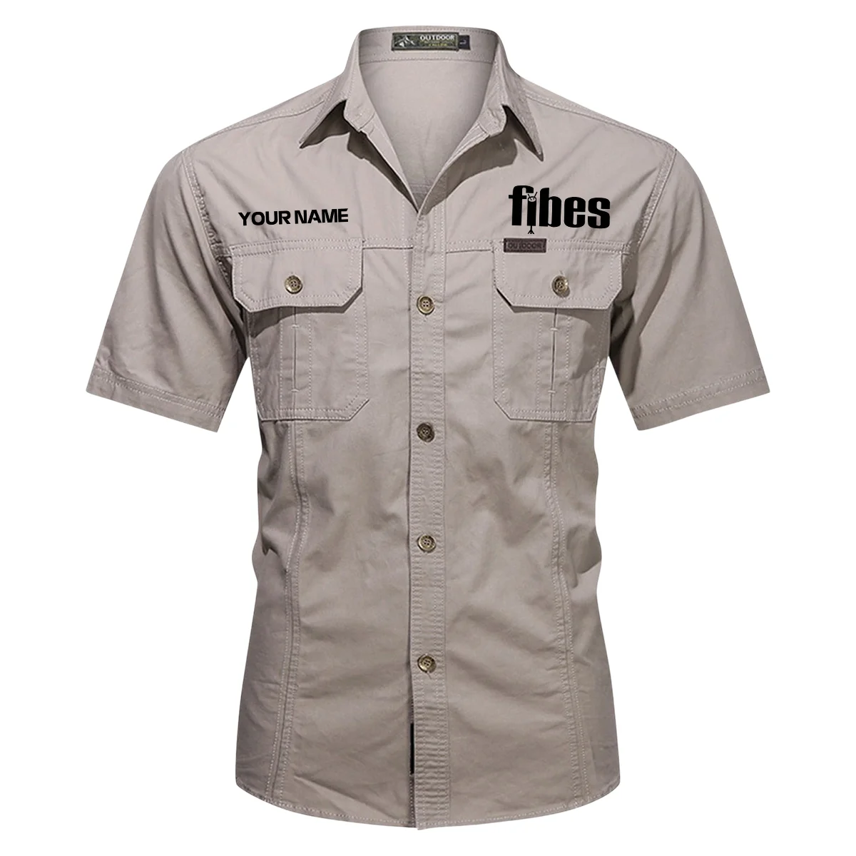 Fibes Drums Exclusive Logo - Personalized Casual Shirt QTDR240425A1FBS - Gray