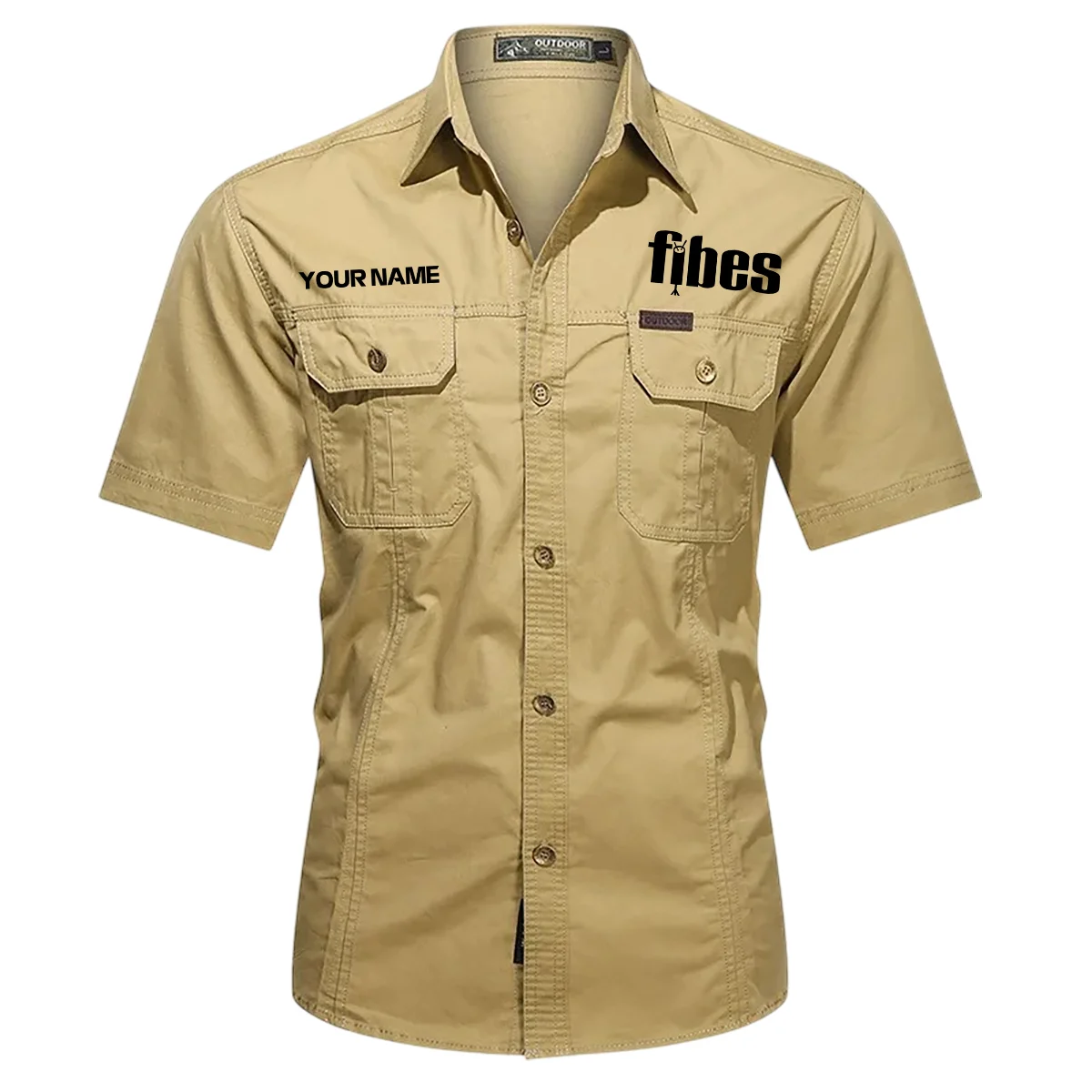 Fibes Drums Exclusive Logo - Personalized Casual Shirt QTDR240425A1FBS - Khaki