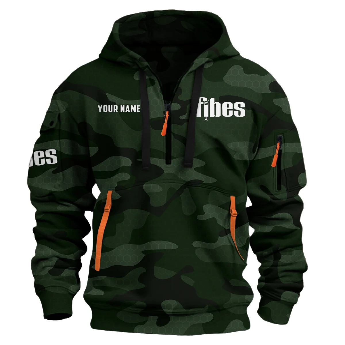 Fibes Drums Exclusive Logo - Personalized Hoodie Half Zipper QTDR210425A3FBS - Dark Green