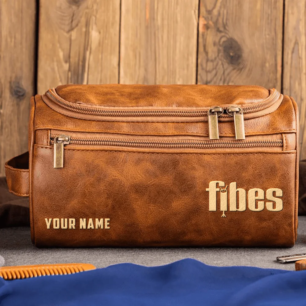 Gretsch Drums Exclusive Logo - Personalized Leather Toiletry Bag QTDR210425A1GRT - Dark Brown