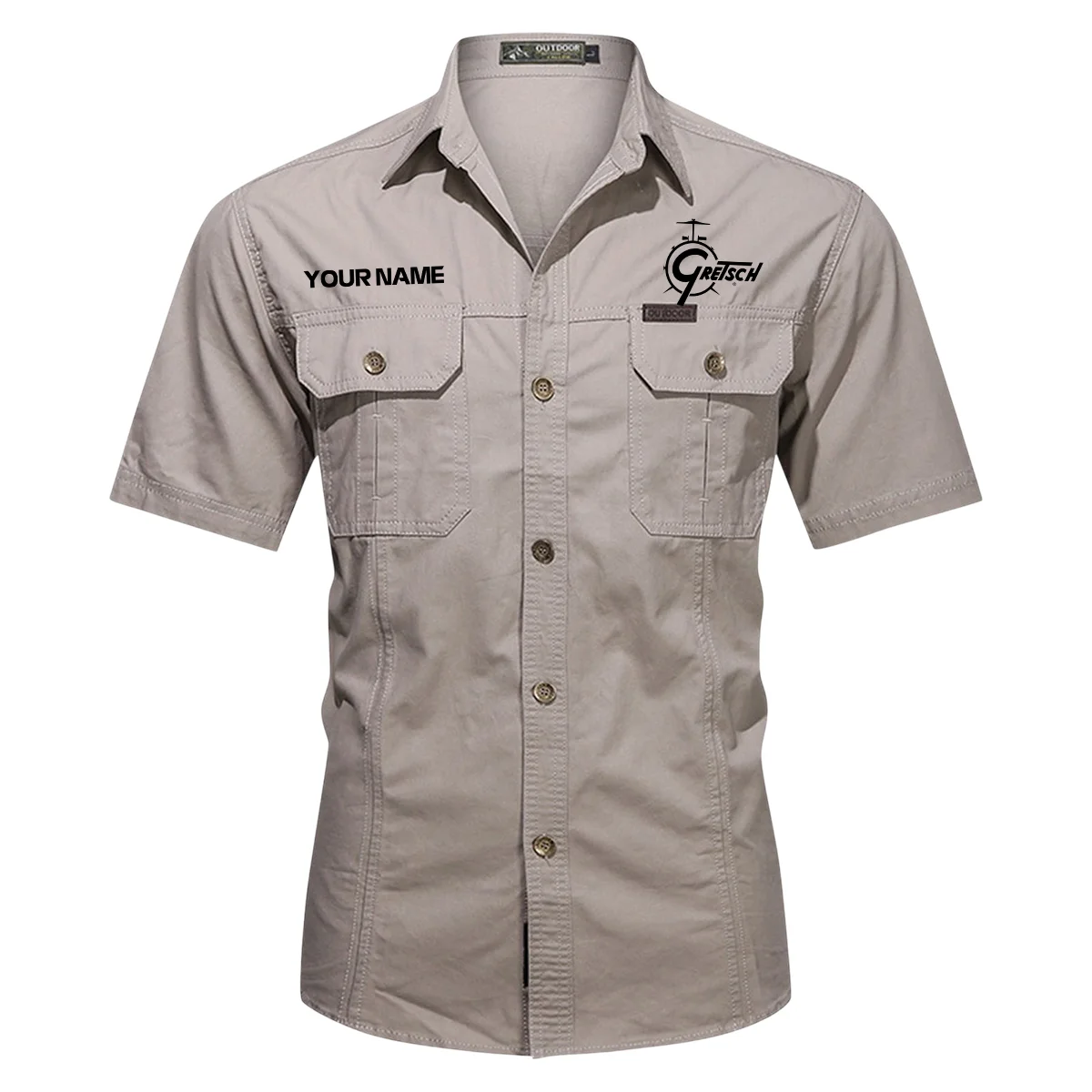 Gretsch Drums Exclusive Logo - Personalized Casual Shirt QTDR240425A1GRT - Gray
