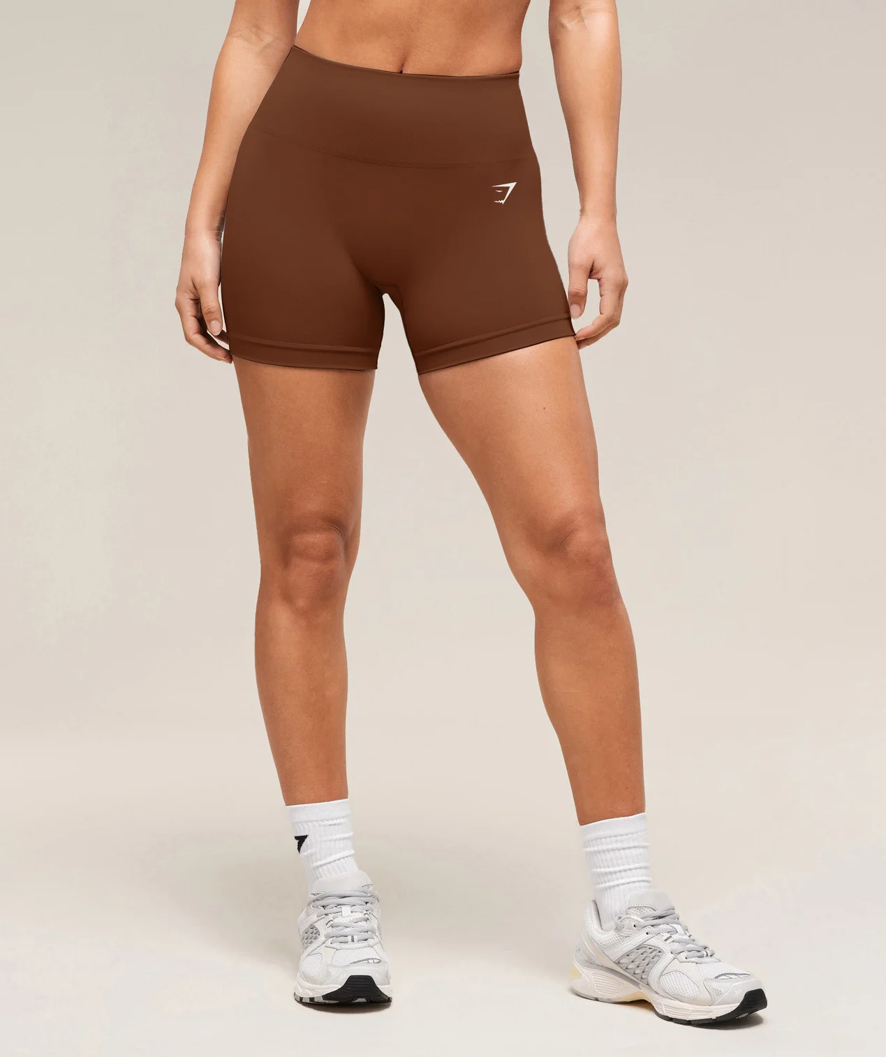 Gymshark Shorts Leggings Exclusive Logo,  Women's Breathable Seamless Athletic Leggings QTDR280425A1GS - Reddish Brown