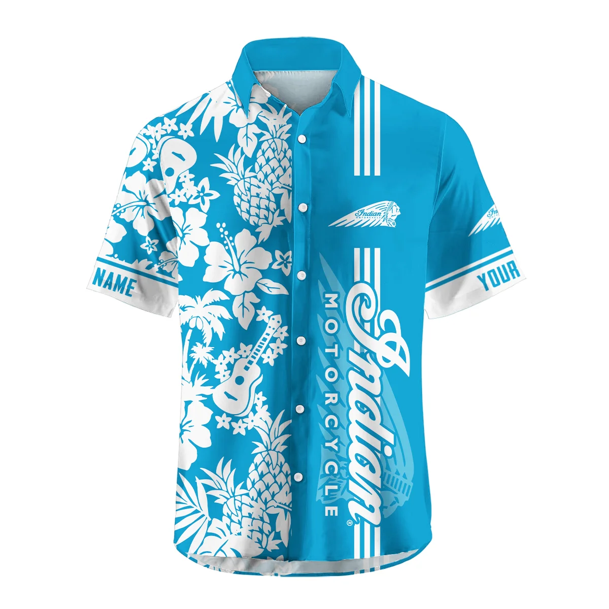 Indian Motorcycle Exclusive Logo Hawaian Shirt QTVA160425HW02IND - Aqua Blue