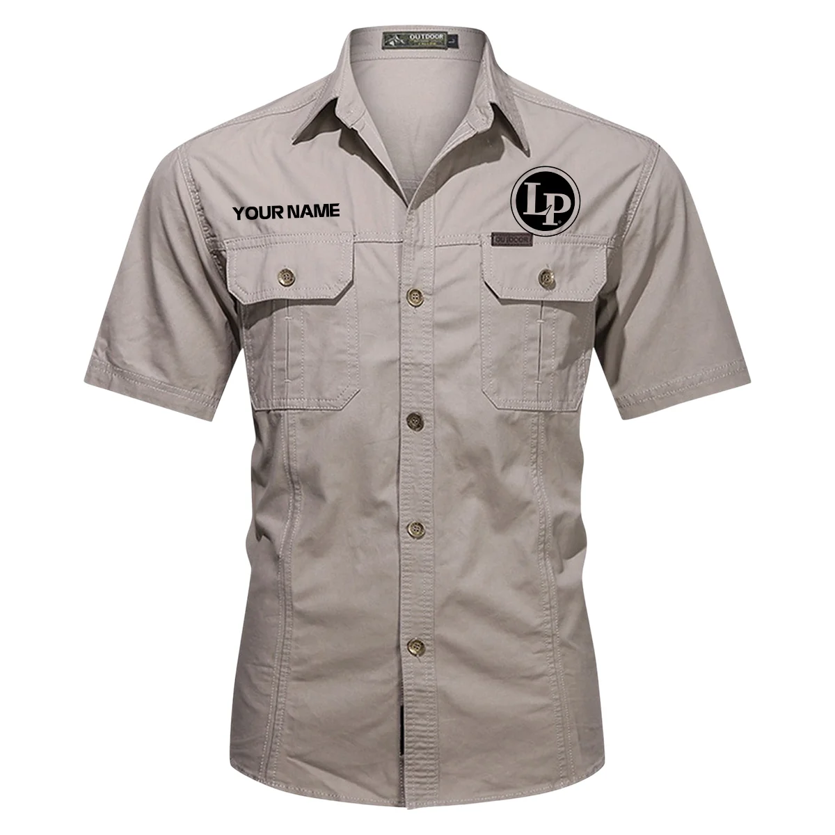 LP (Latin Percussion) Drums Exclusive Logo - Personalized Casual Shirt QTDR240425A1LP - Gray