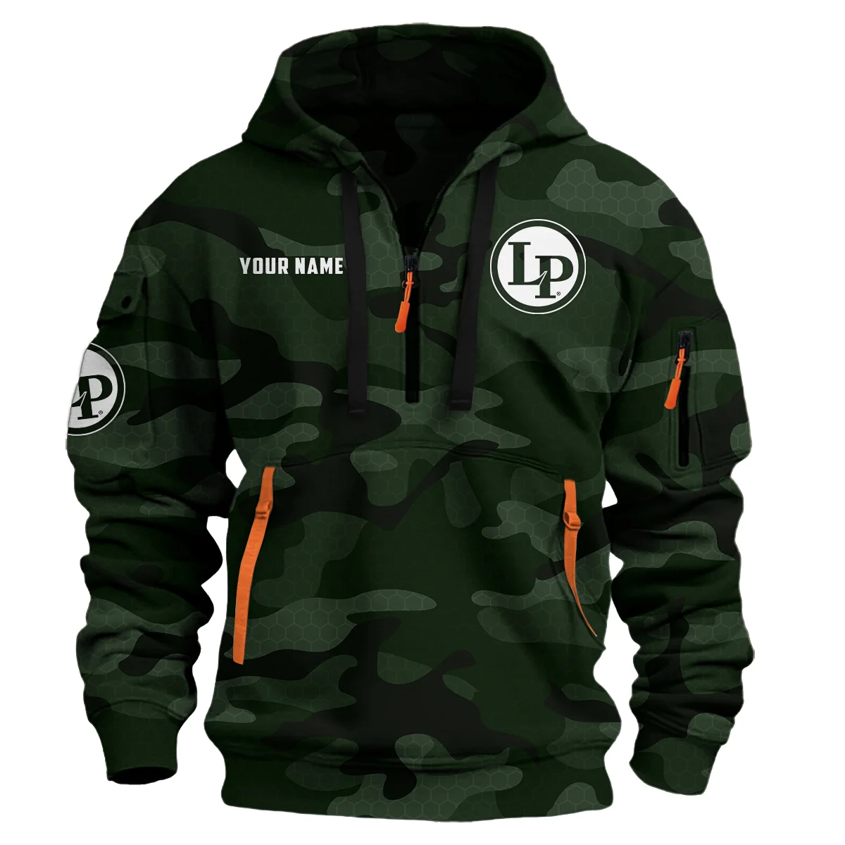 LP (Latin Percussion) Drums Exclusive Logo - Personalized Hoodie Half Zipper QTDR210425A3LP - Dark Green