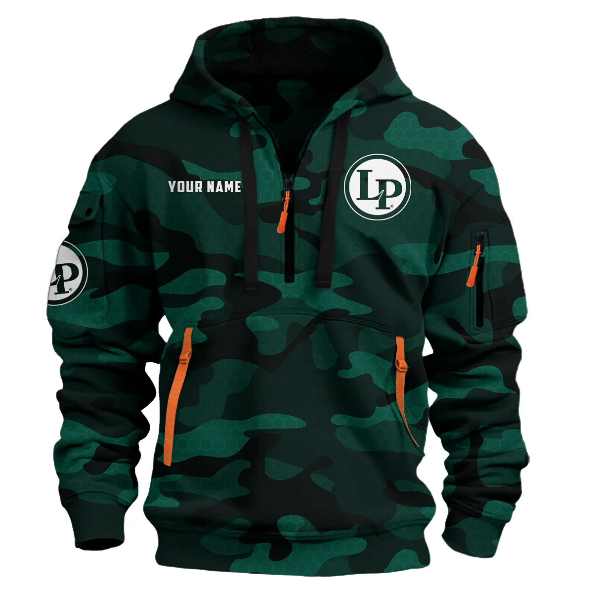 LP (Latin Percussion) Drums Exclusive Logo - Personalized Hoodie Half Zipper QTDR210425A3LP - Green