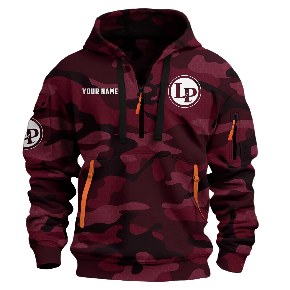 LP (Latin Percussion) Drums Exclusive Logo - Personalized Hoodie Half Zipper QTDR210425A3LP - Maroon