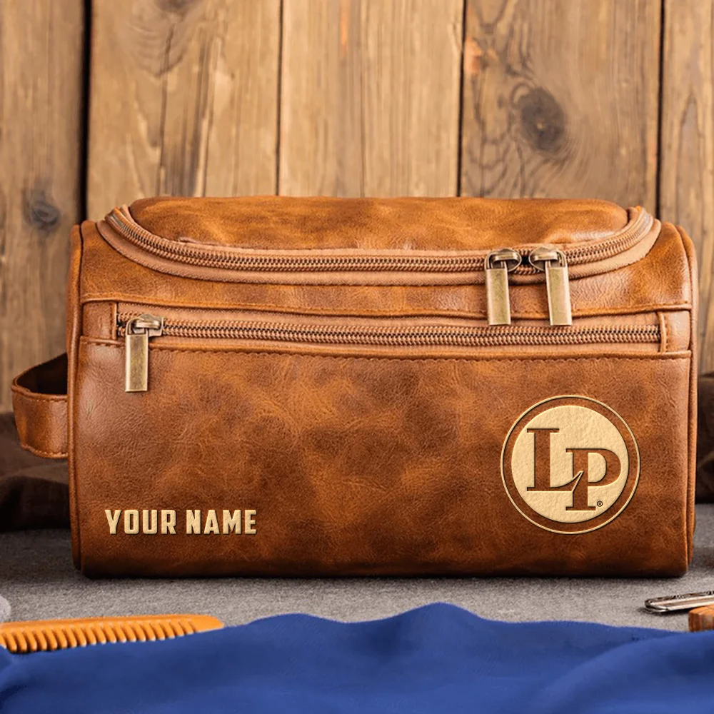 Le Soprano Drums Exclusive Logo - Personalized Leather Toiletry Bag QTDR210425A1LSP - Dark Brown