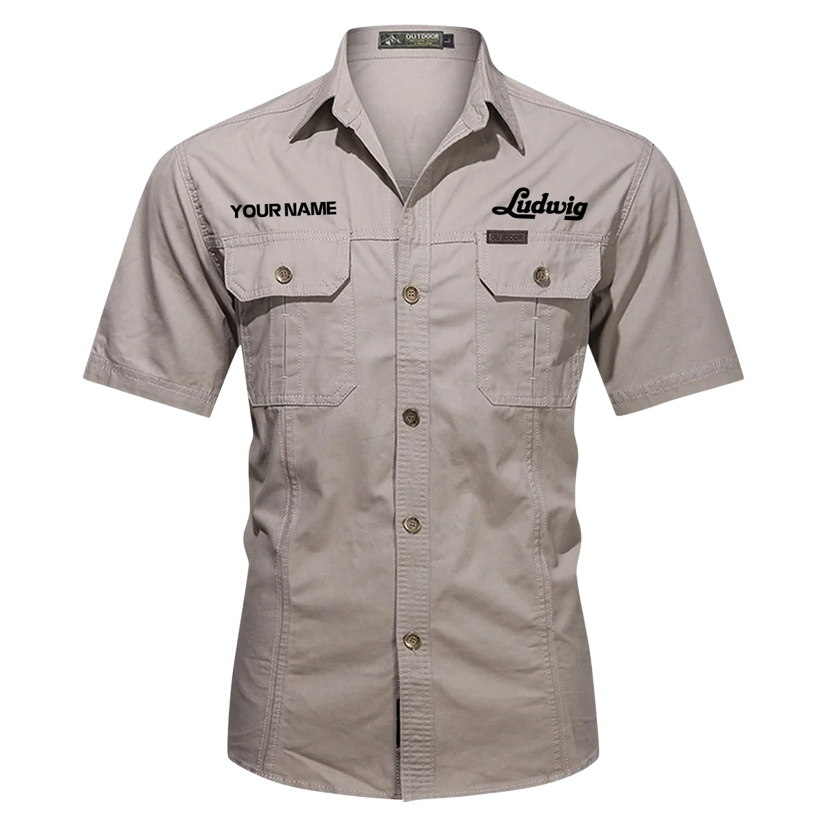 Ludwig Drums Exclusive Logo - Personalized Casual Shirt QTDR240425A1LUD - Gray