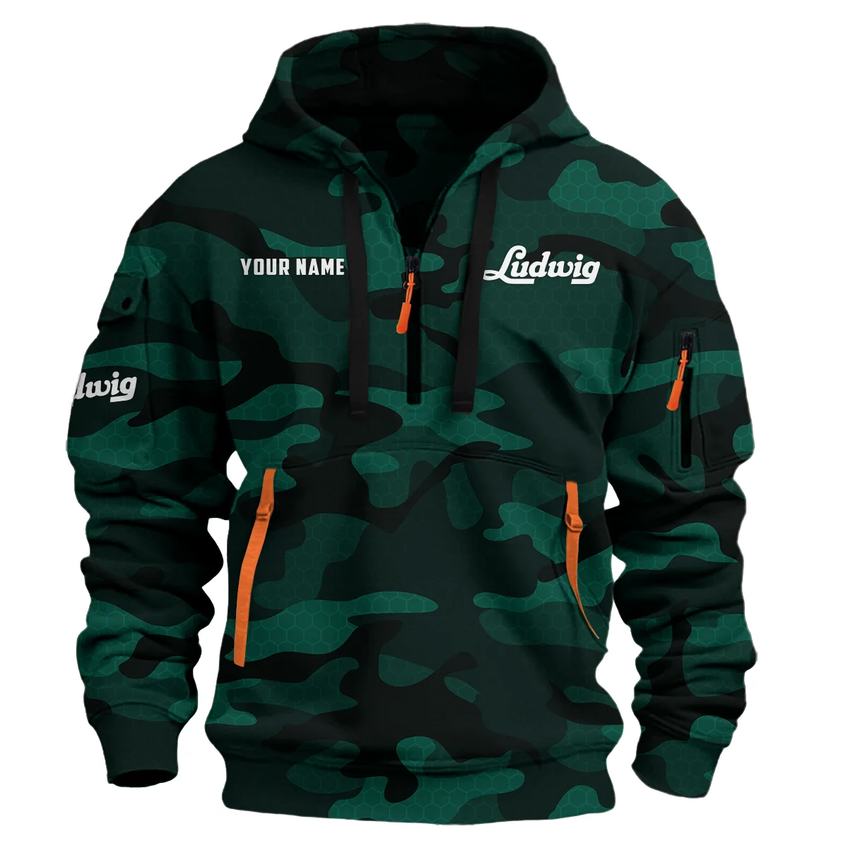 Ludwig Drums Exclusive Logo - Personalized Hoodie Half Zipper QTDR210425A3LUD - Green