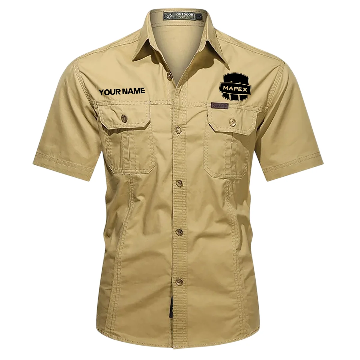 Mapex Drums Exclusive Logo - Personalized Casual Shirt QTDR240425A1MPX - Khaki