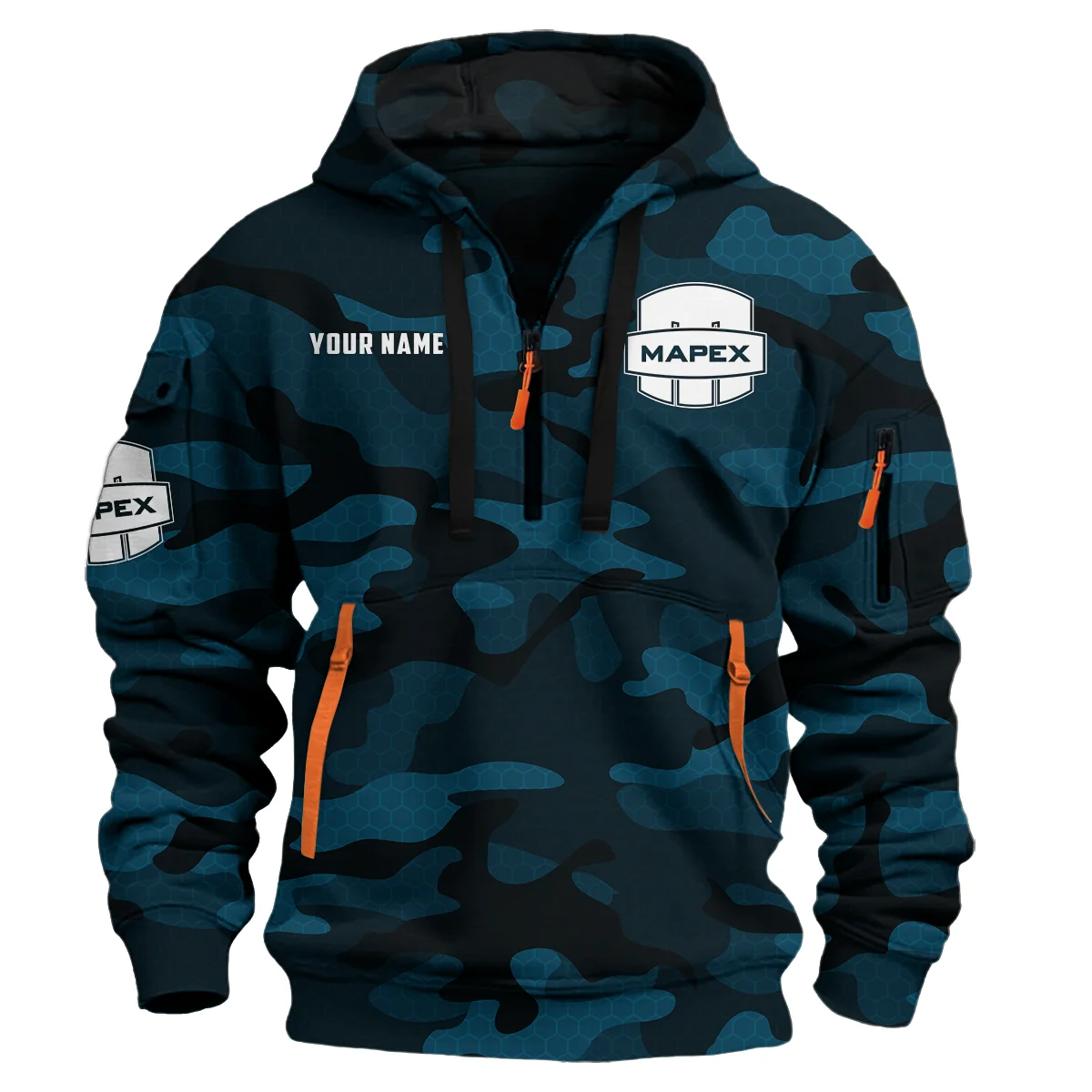 Mapex Drums Exclusive Logo - Personalized Hoodie Half Zipper QTDR210425A3MPX - Navy Blue 