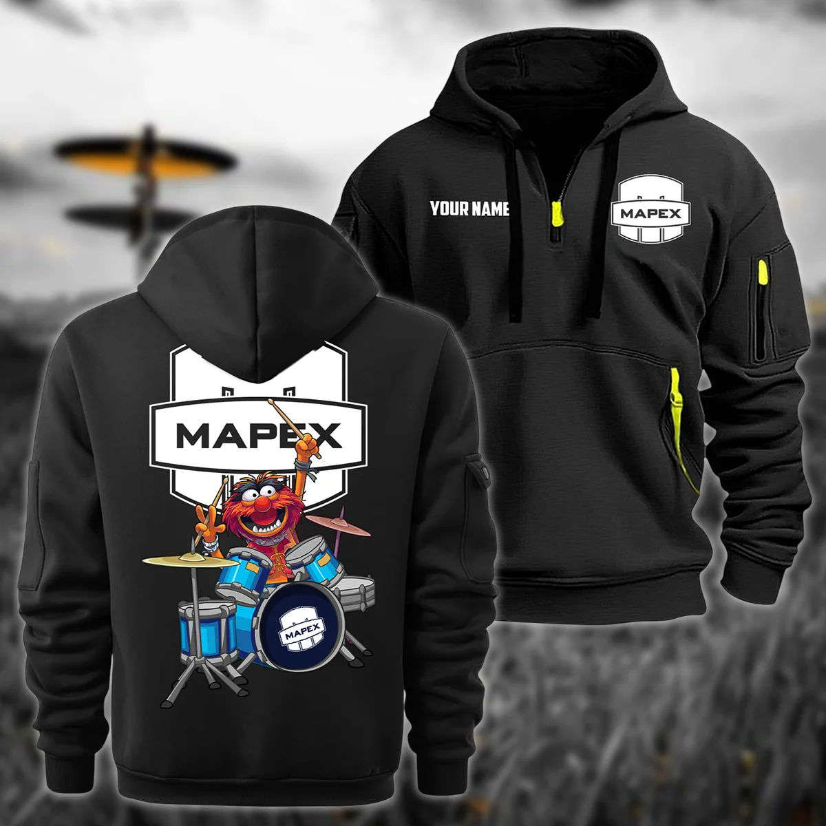 Mapex Drums Exclusive Logo - Personalized Hoodie Half Zipper QTDR210425A4MPX - Black