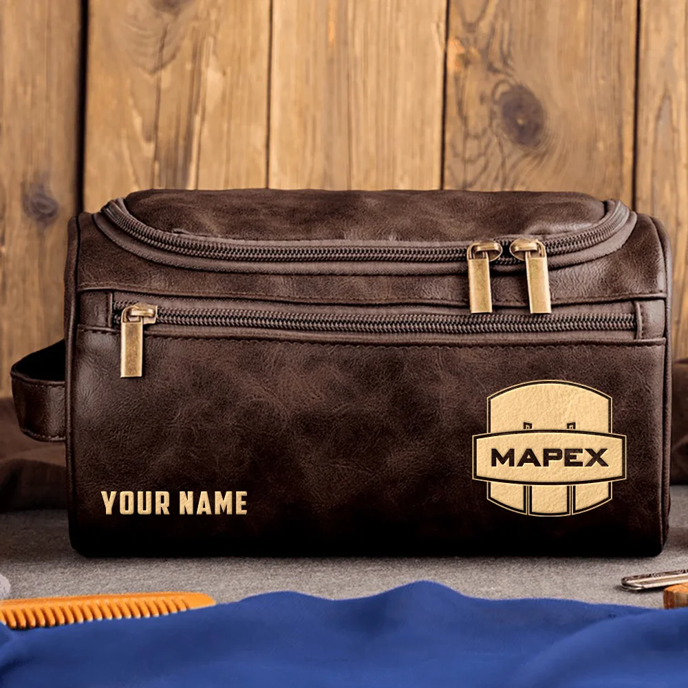 Mapex Drums Exclusive Logo - Personalized Leather Toiletry Bag QTDR210425A1MPX - Coffee