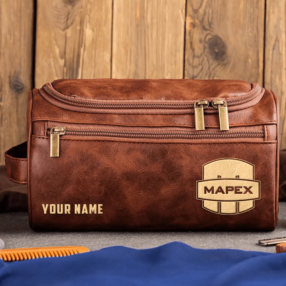 Mapex Drums Exclusive Logo - Personalized Leather Toiletry Bag QTDR210425A1MPX - Dark Brown