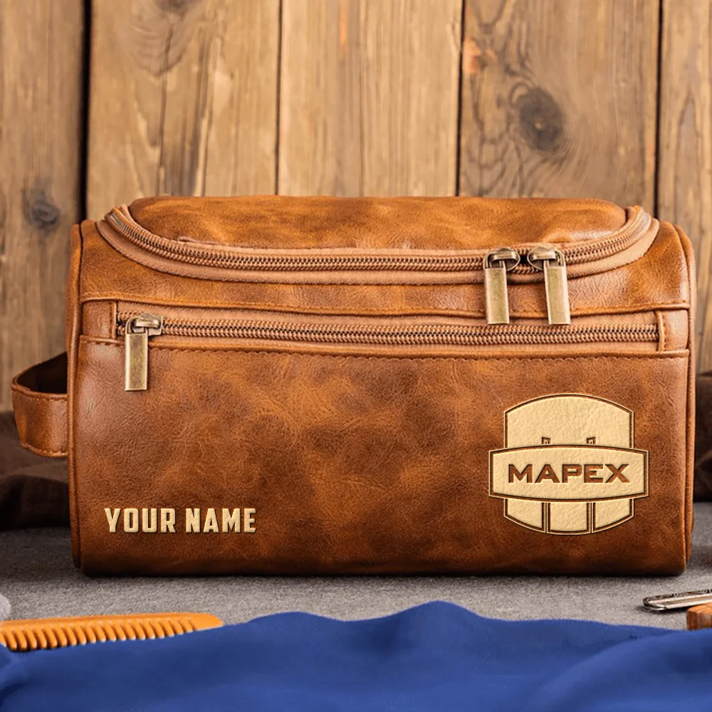 Mapex Drums Exclusive Logo - Personalized Leather Toiletry Bag QTDR210425A1MPX - Light Brown