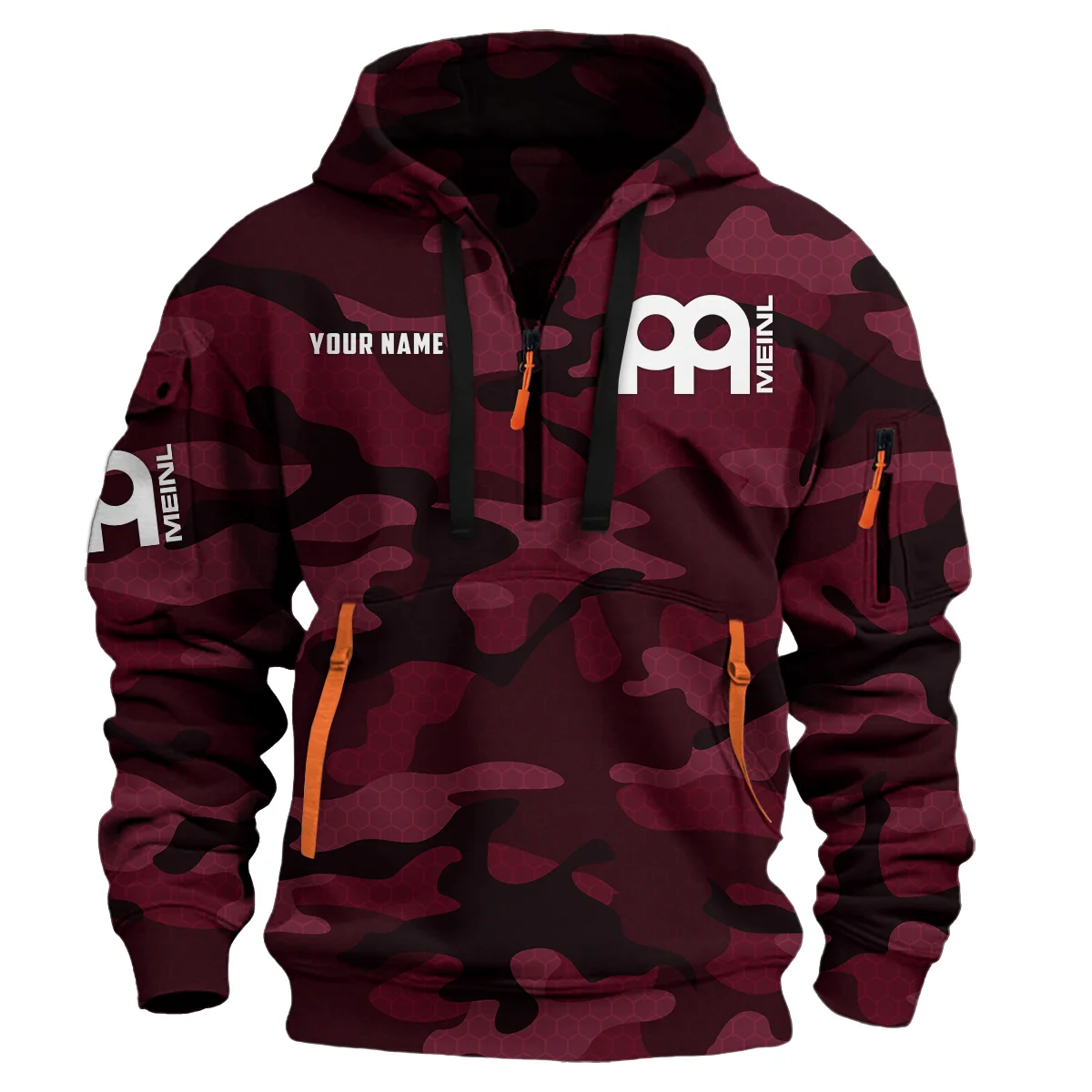 Meinl Drums Exclusive Logo - Personalized Hoodie Half Zipper QTDR210425A3MNL - Maroon