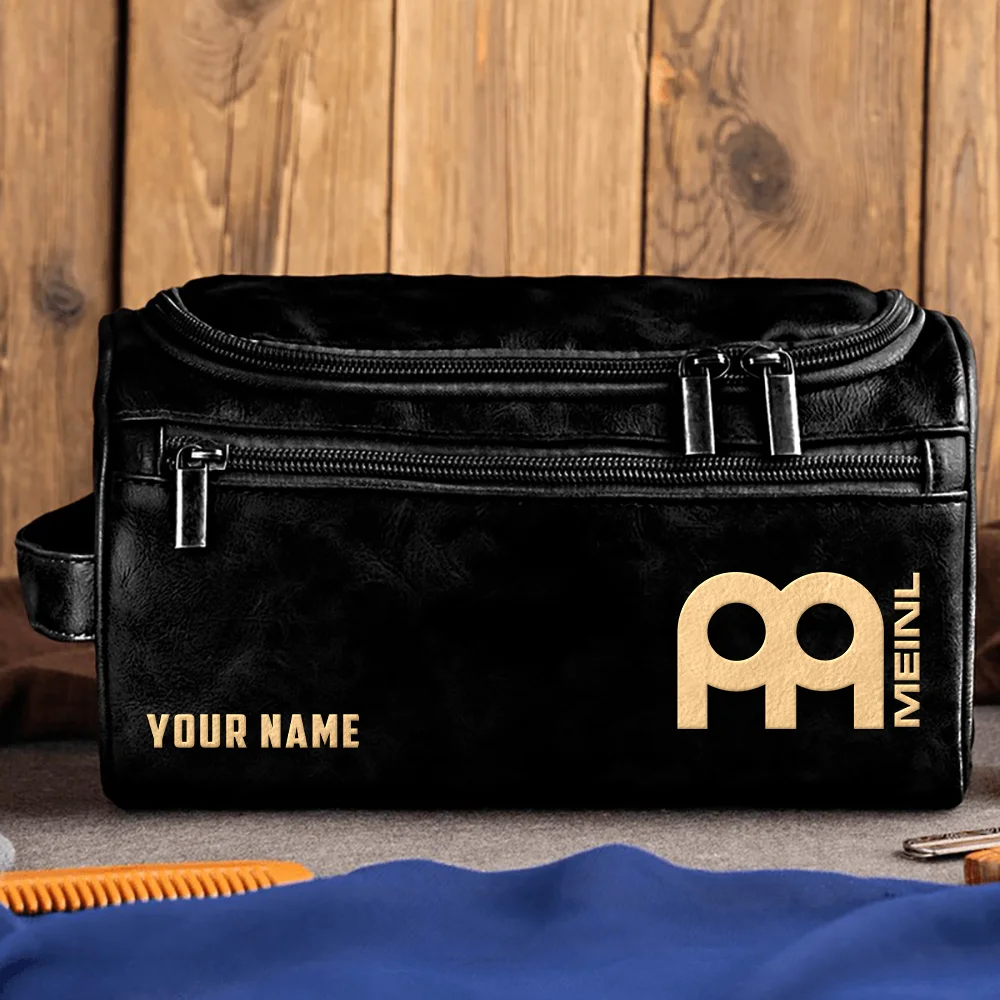 Meinl Drums Exclusive Logo - Personalized Leather Toiletry Bag QTDR210425A1MNL - Black
