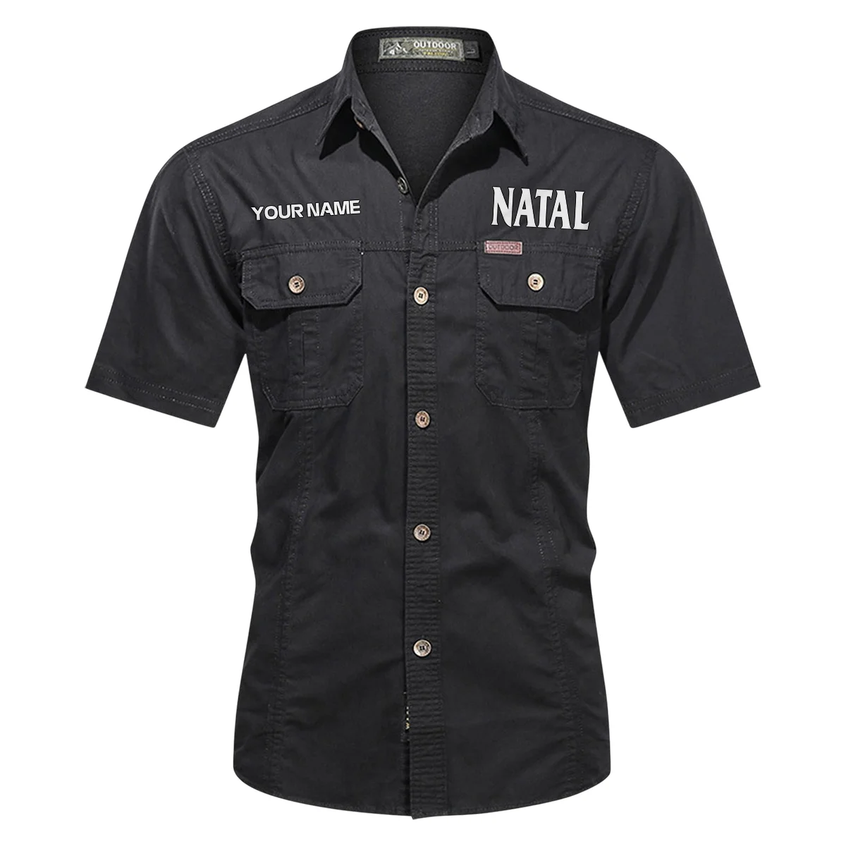 Natal Drums Exclusive Logo - Personalized Casual Shirt QTDR240425A1NAT - Black