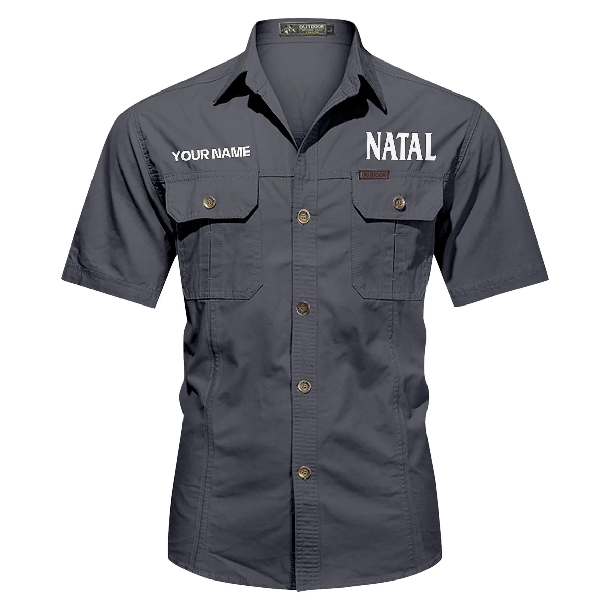 Natal Drums Exclusive Logo - Personalized Casual Shirt QTDR240425A1NAT - Dark Gray