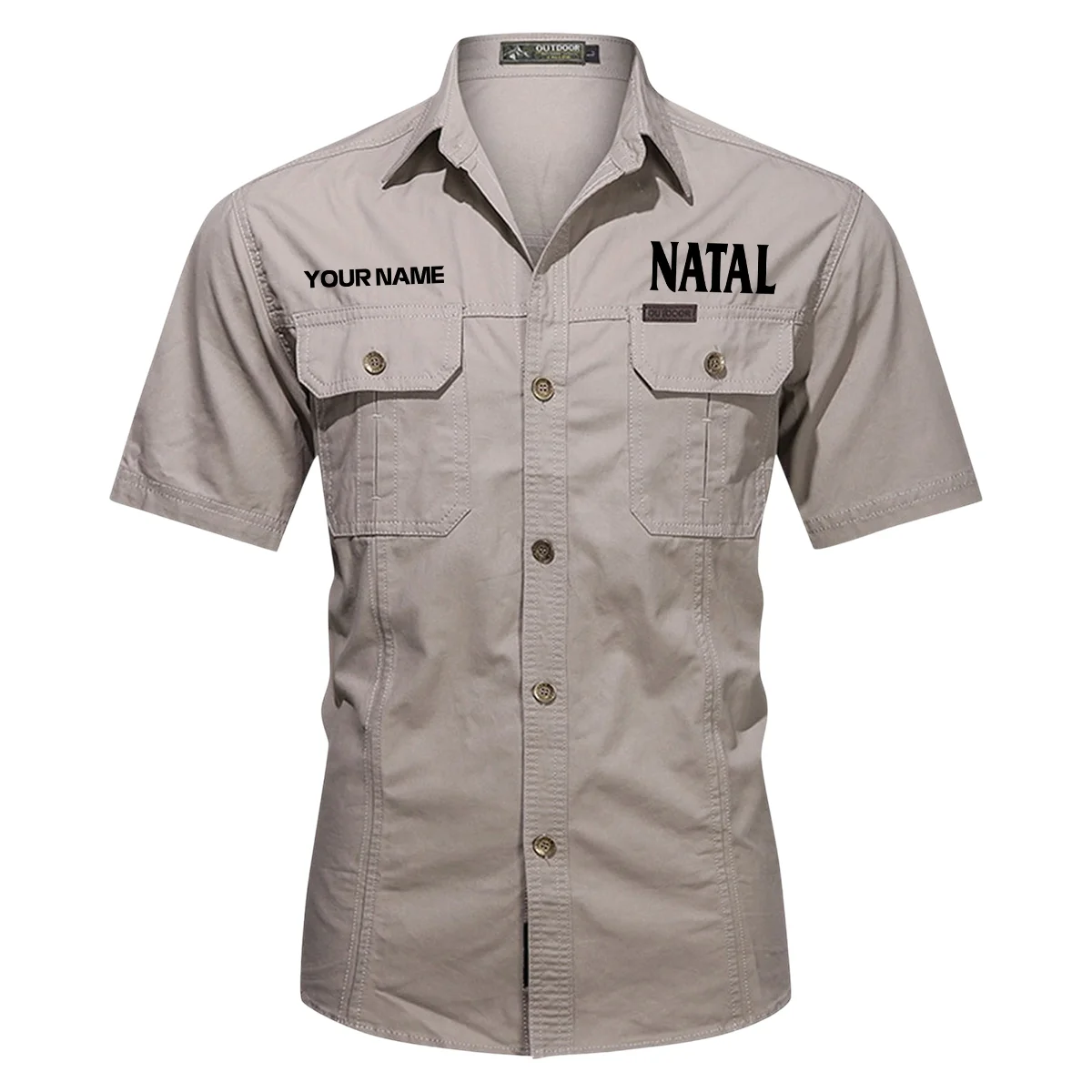 Natal Drums Exclusive Logo - Personalized Casual Shirt QTDR240425A1NAT - Gray