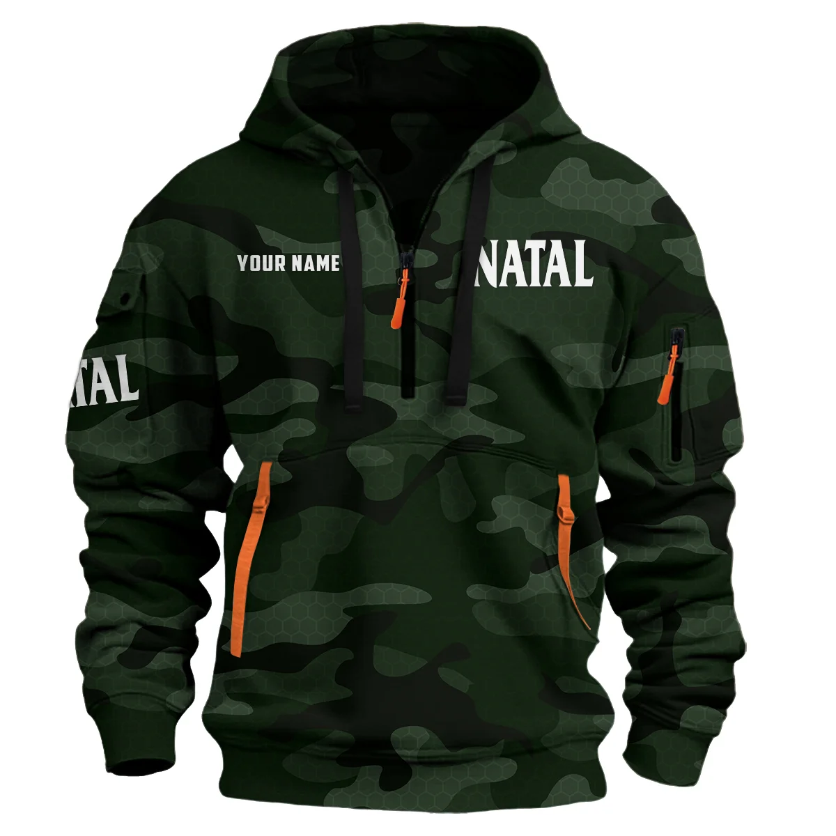 Natal Drums Exclusive Logo - Personalized Hoodie Half Zipper QTDR210425A3NAT - Dark Green