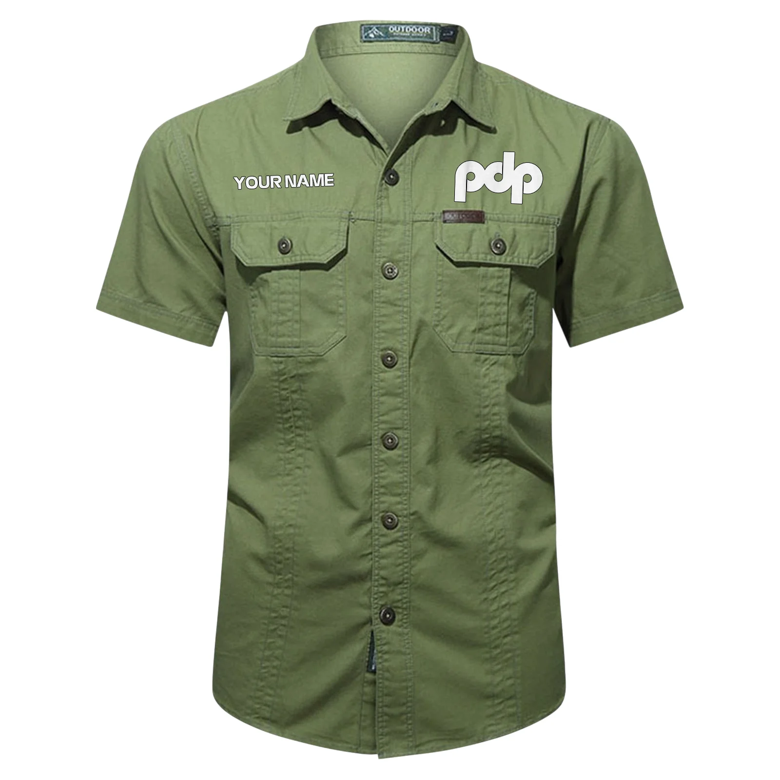 Pacific Drums Drums Exclusive Logo - Personalized Casual Shirt QTDR240425A1PDP - Army Green