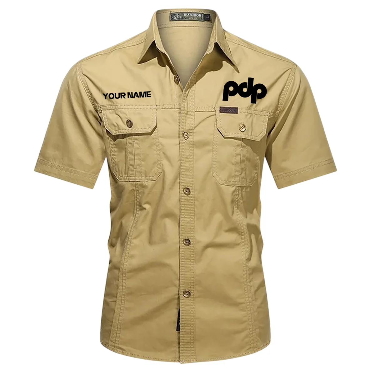 Pacific Drums Drums Exclusive Logo - Personalized Casual Shirt QTDR240425A1PDP - Khaki