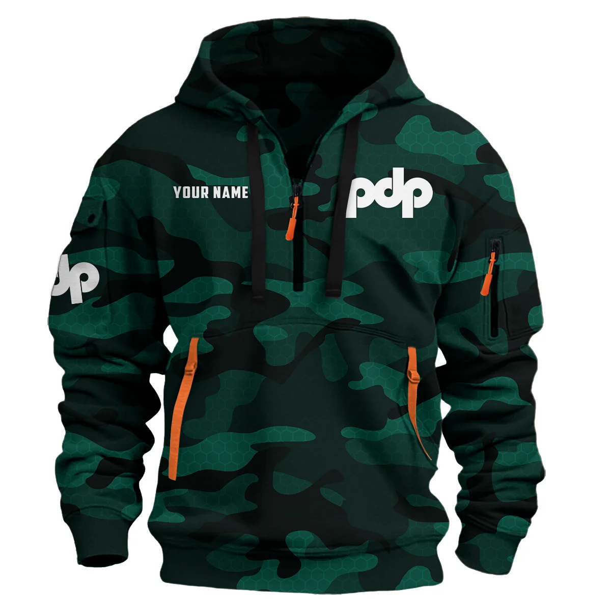 Pacific Drums Drums Exclusive Logo - Personalized Hoodie Half Zipper QTDR210425A3PDP - Green