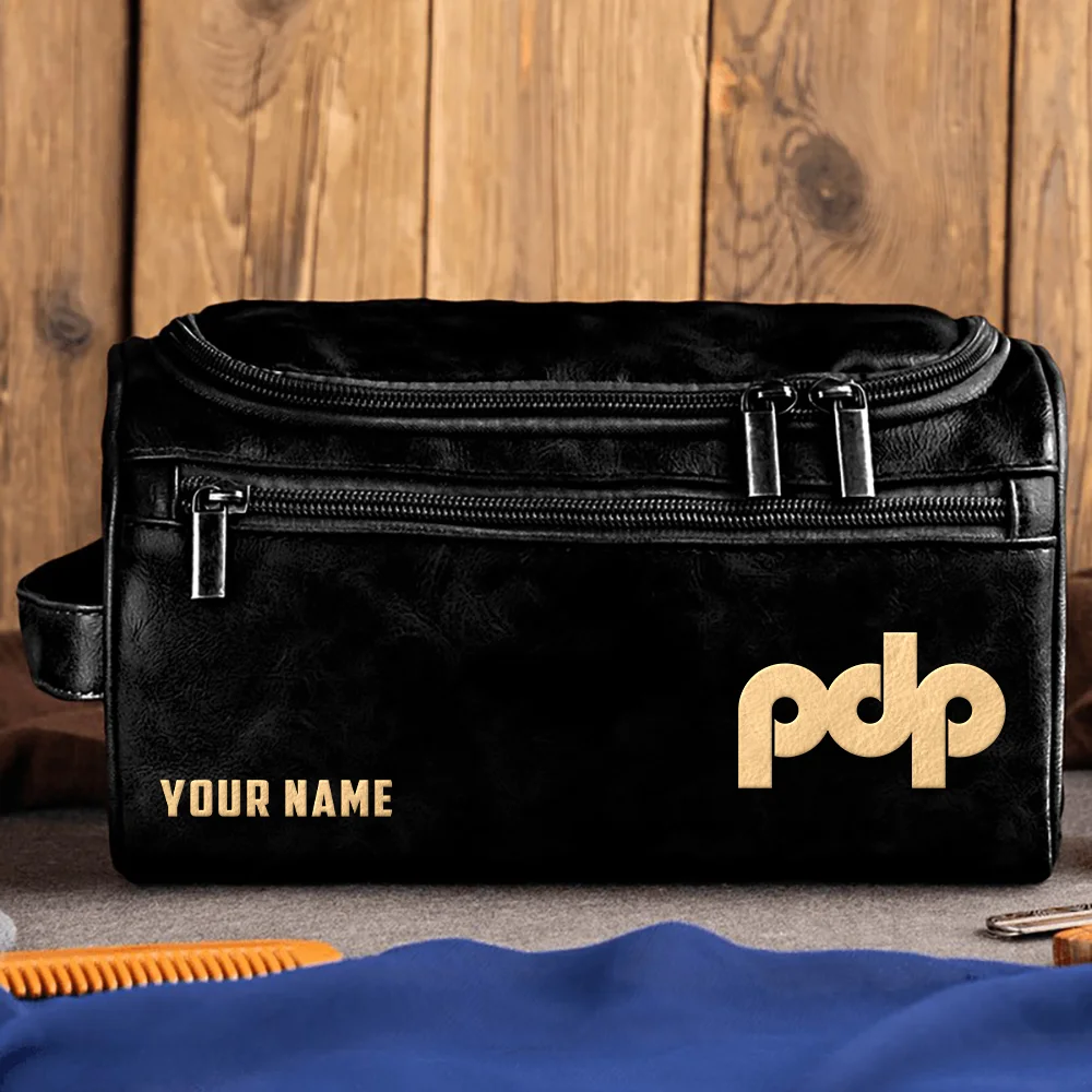 Pacific Drums Drums Exclusive Logo - Personalized Leather Toiletry Bag QTDR210425A1PDP - Black