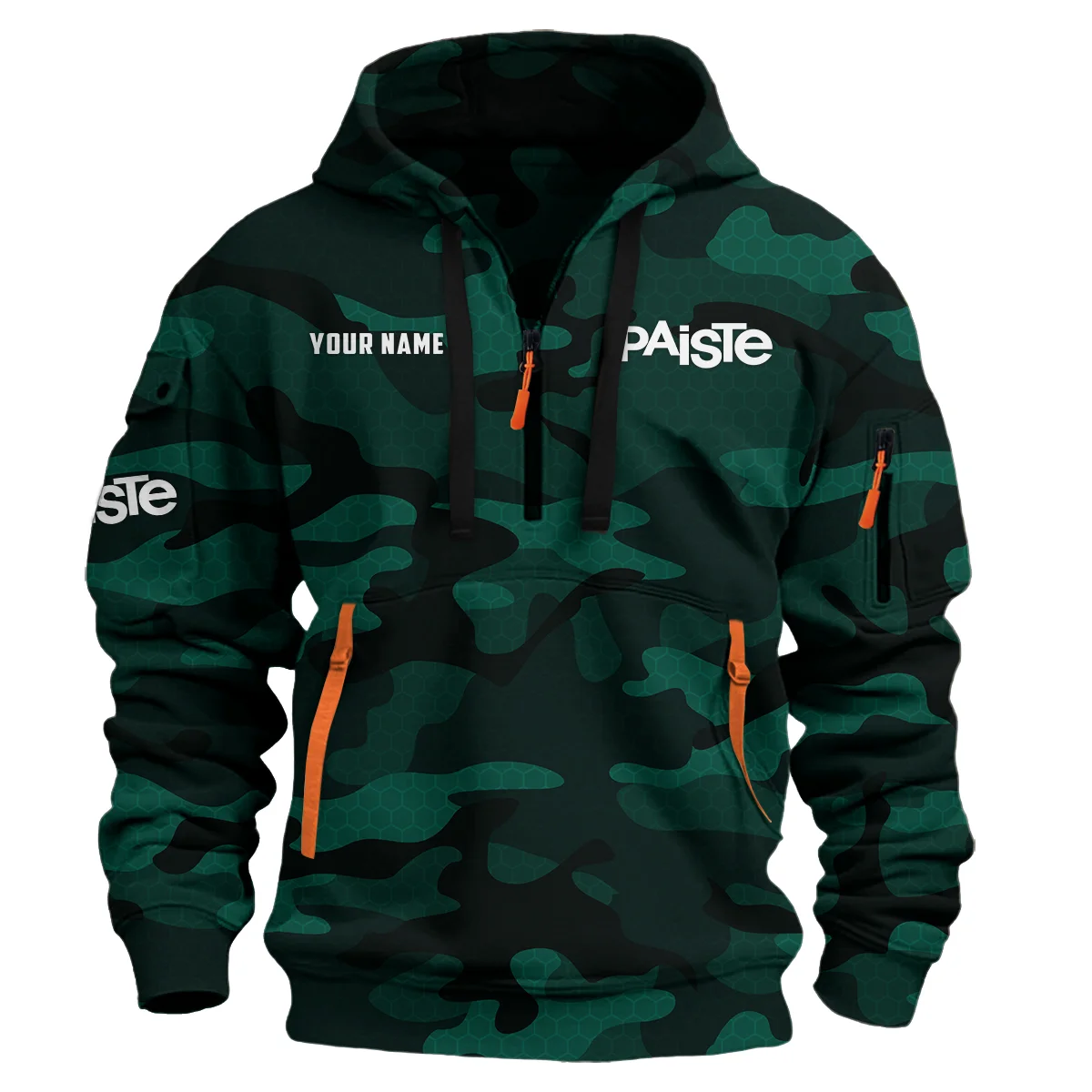 Paiste Drums Exclusive Logo - Personalized Hoodie Half Zipper QTDR210425A3PST - Green