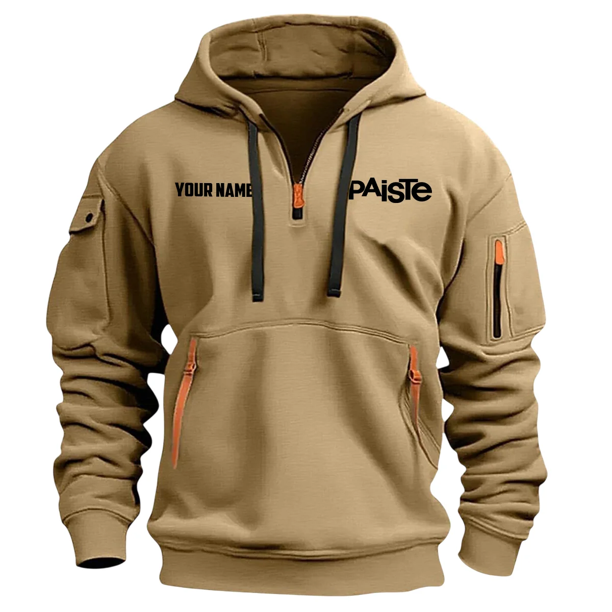 Paiste Drums Exclusive Logo - Personalized Hoodie Half Zipper QTDR210425A4PST - Khaki