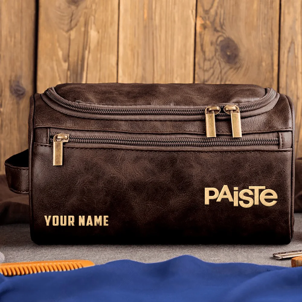 Paiste Drums Exclusive Logo - Personalized Leather Toiletry Bag QTDR210425A1PST - Coffee