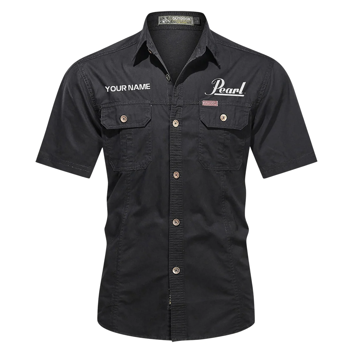 Pearl Drums Exclusive Logo - Personalized Casual Shirt QTDR240425A1PRL - Black