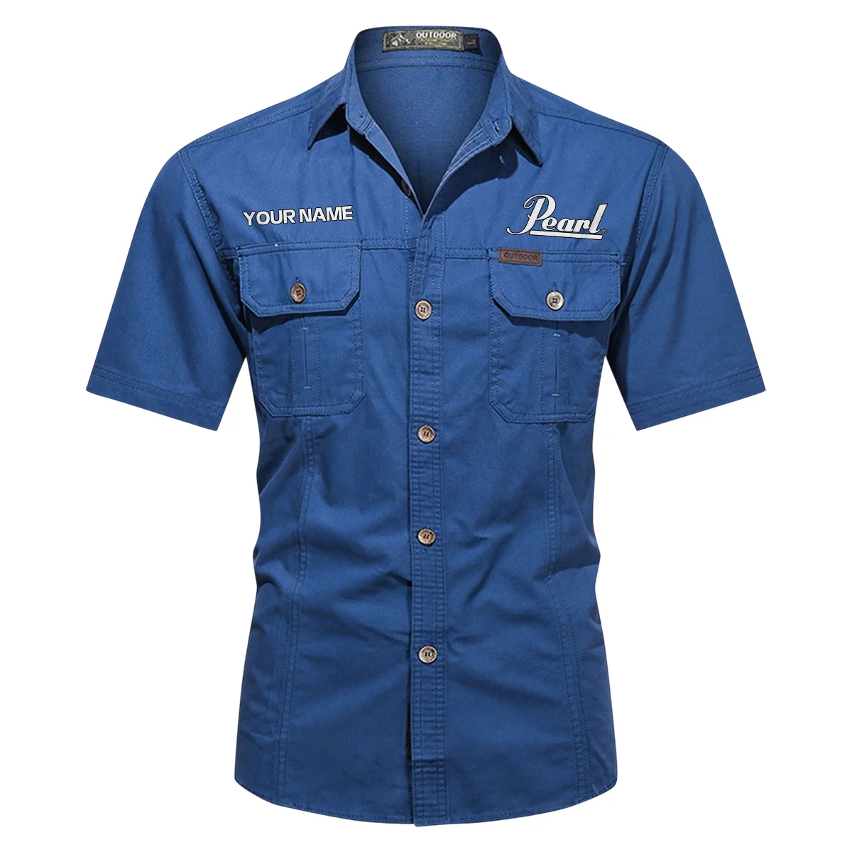 Pearl Drums Exclusive Logo - Personalized Casual Shirt QTDR240425A1PRL - Blue