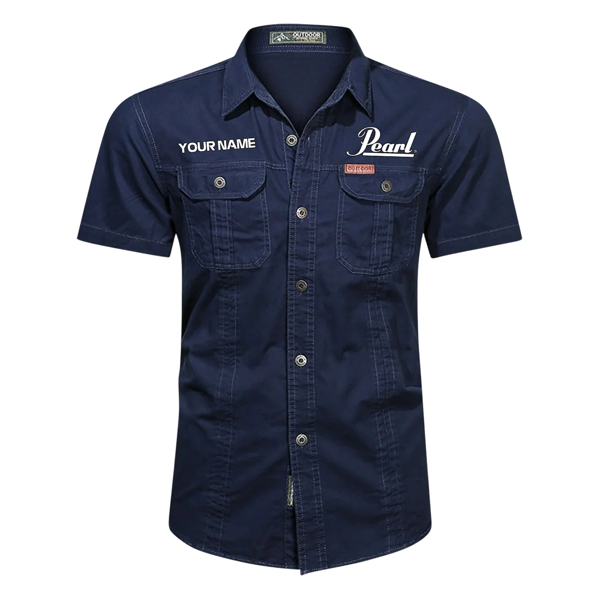 Pearl Drums Exclusive Logo - Personalized Casual Shirt QTDR240425A1PRL - Dark Blue