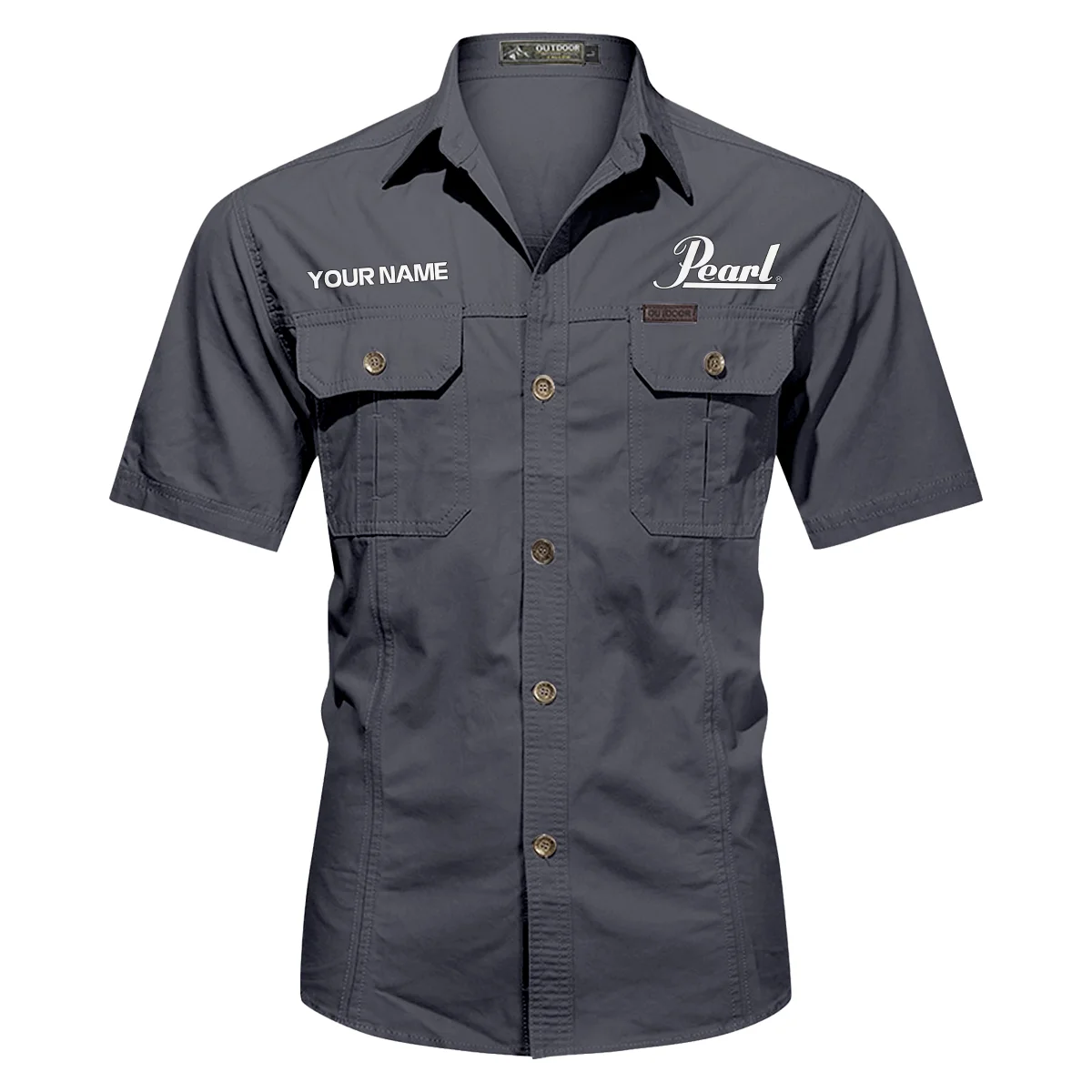 Pearl Drums Exclusive Logo - Personalized Casual Shirt QTDR240425A1PRL - Dark Gray