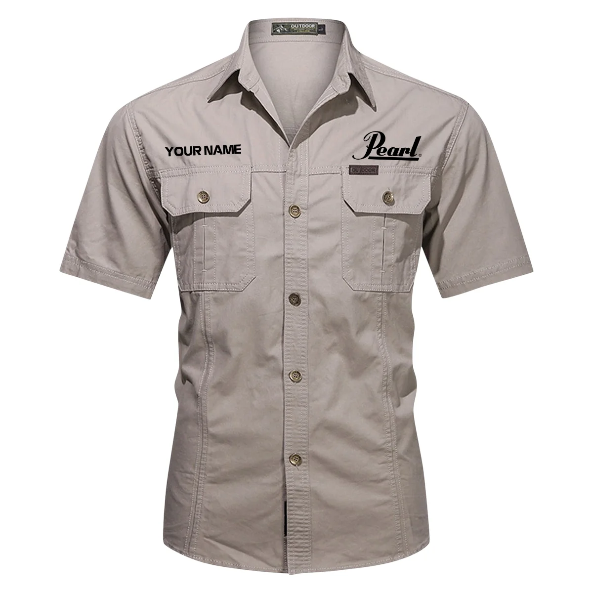 Pearl Drums Exclusive Logo - Personalized Casual Shirt QTDR240425A1PRL - Gray