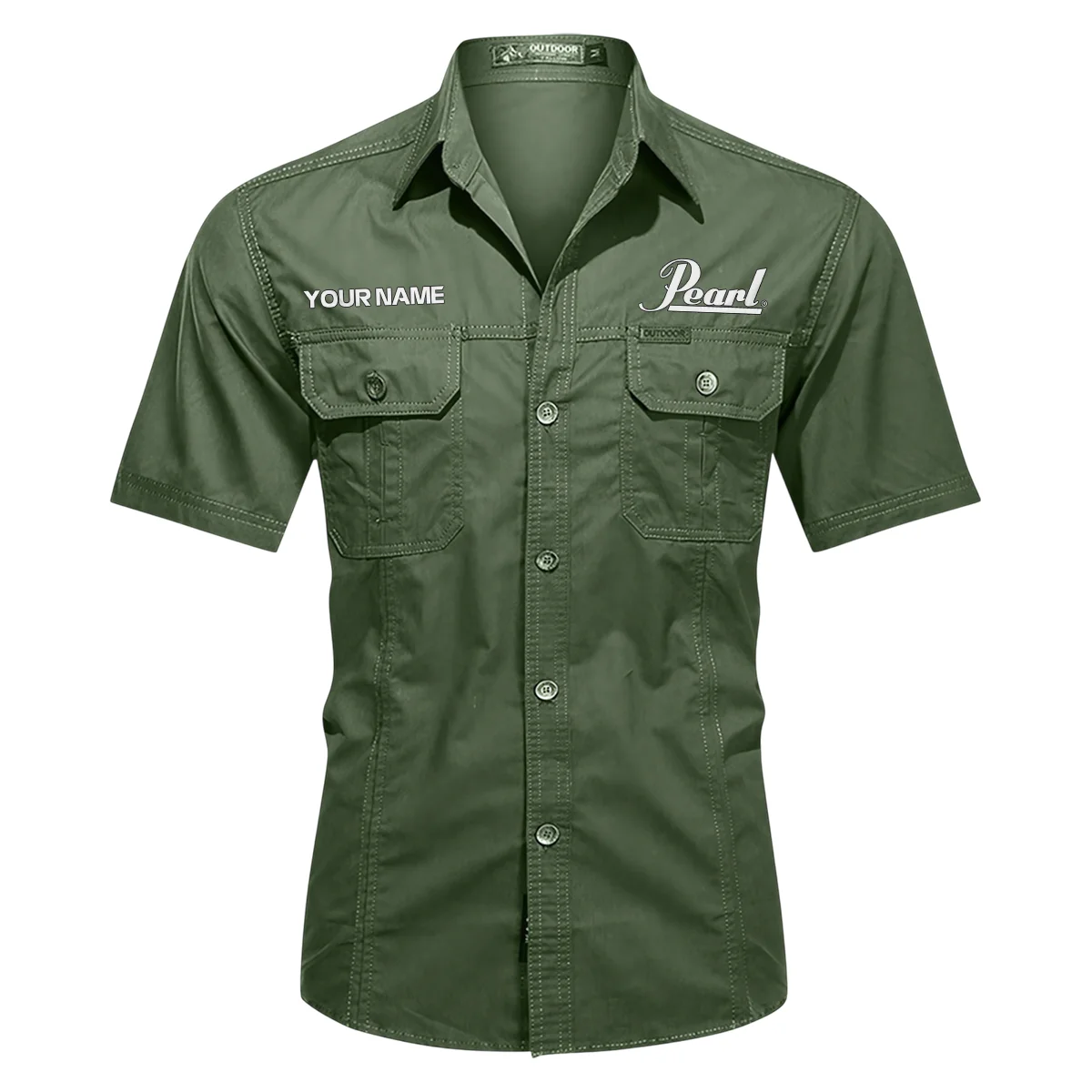 Pearl Drums Exclusive Logo - Personalized Casual Shirt QTDR240425A1PRL - Green