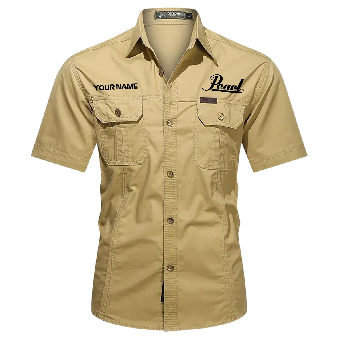 Pearl Drums Exclusive Logo - Personalized Casual Shirt QTDR240425A1PRL - Khaki