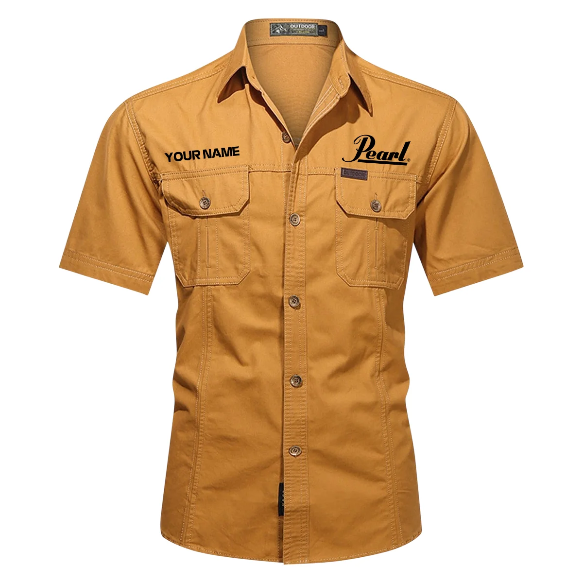 Pearl Drums Exclusive Logo - Personalized Casual Shirt QTDR240425A1PRL - Orange