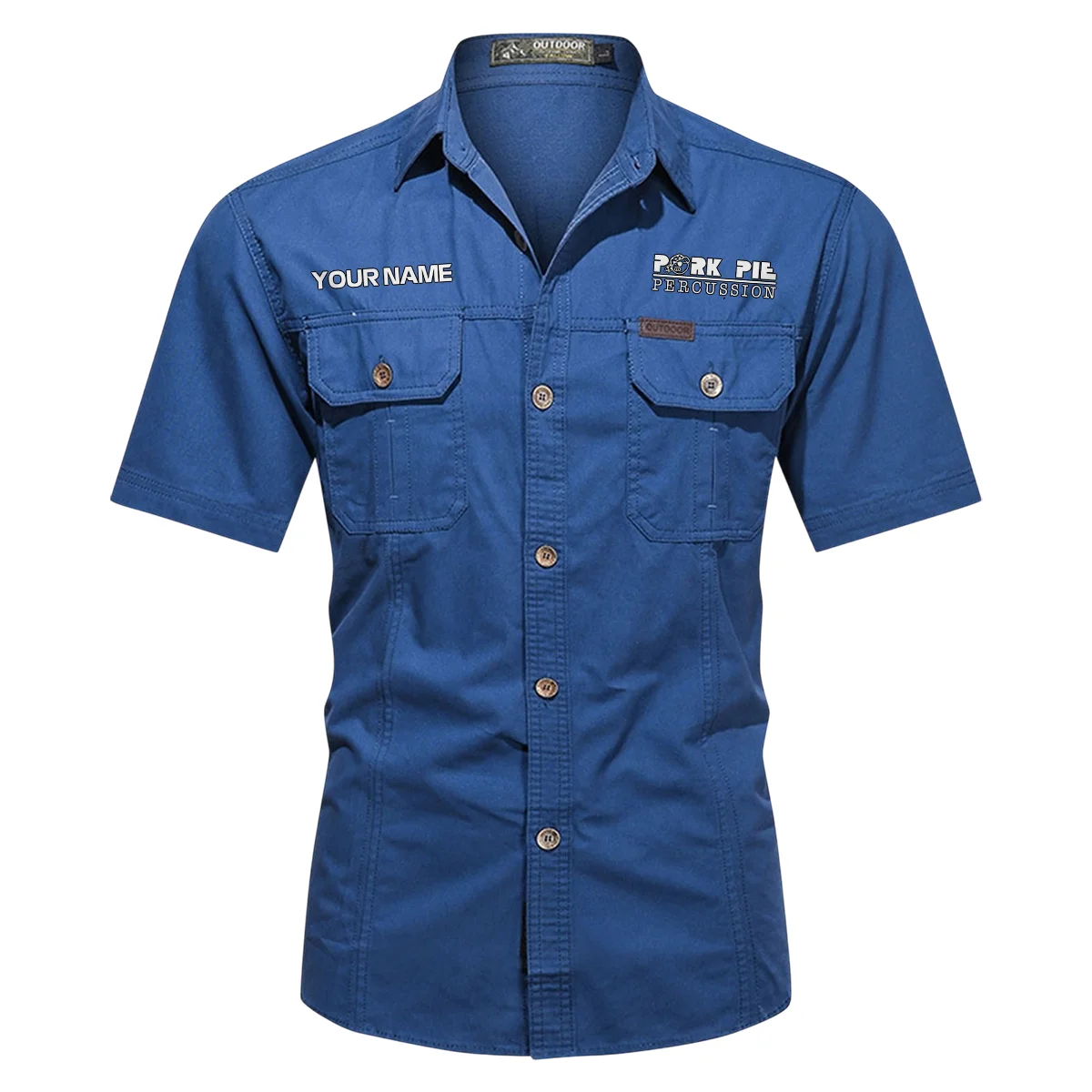 Pork Pie Drums Exclusive Logo - Personalized Casual Shirt QTDR240425A1PPD - Blue