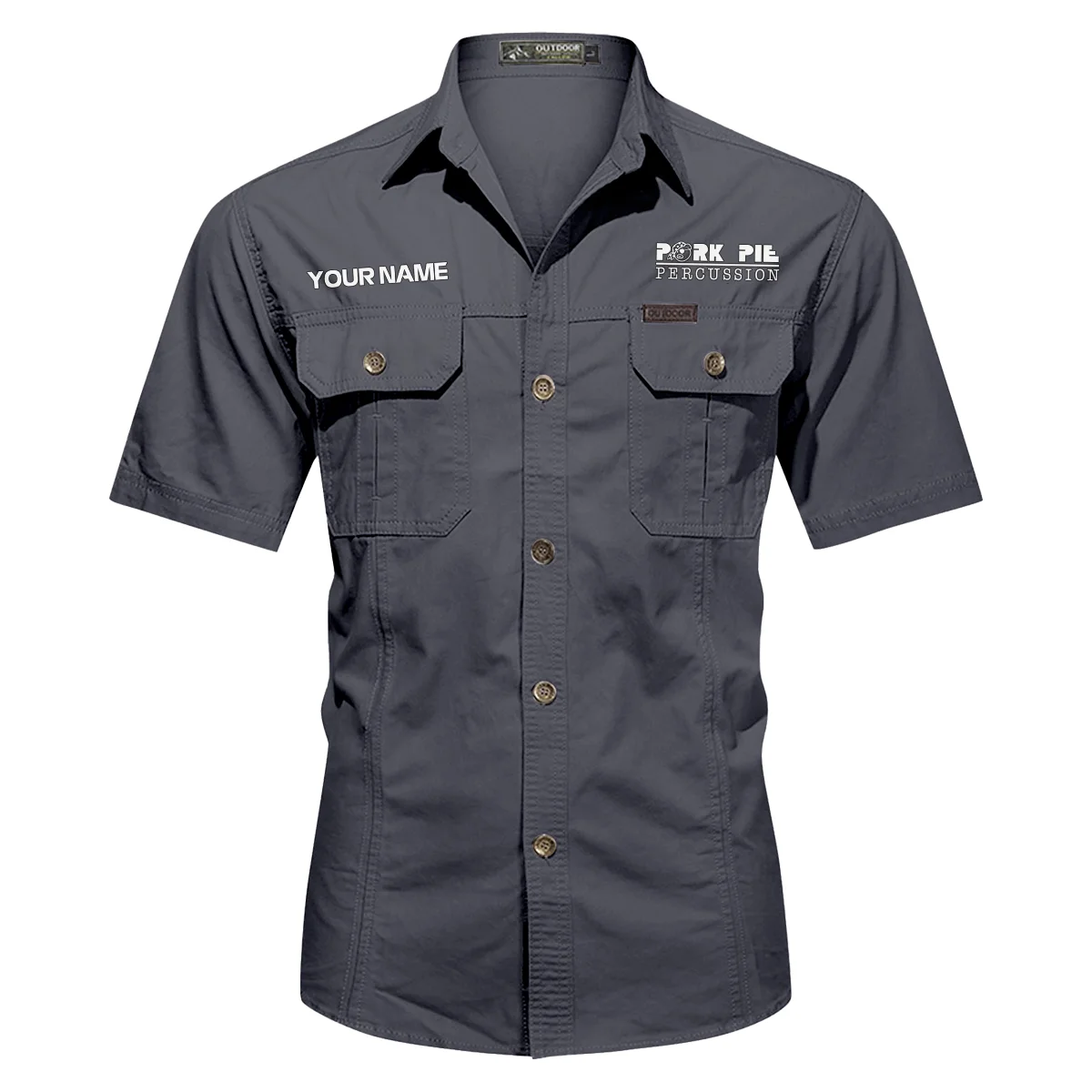 Pork Pie Drums Exclusive Logo - Personalized Casual Shirt QTDR240425A1PPD - Dark Gray