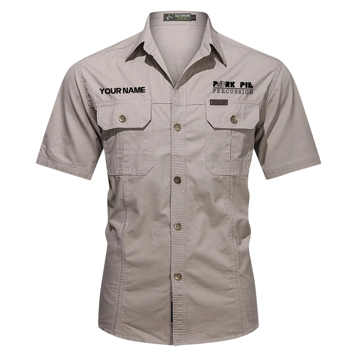 Pork Pie Drums Exclusive Logo - Personalized Casual Shirt QTDR240425A1PPD - Gray