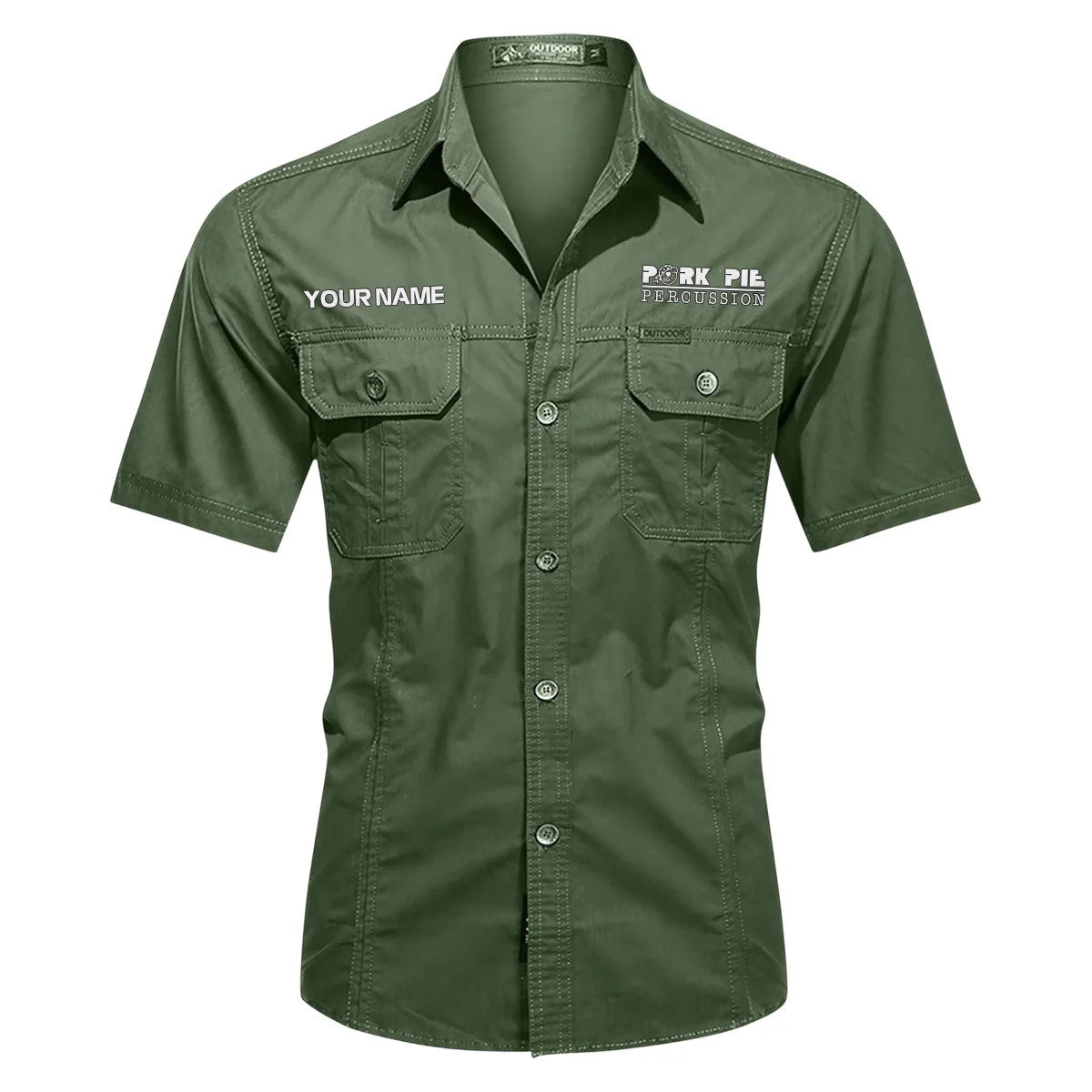 Pork Pie Drums Exclusive Logo - Personalized Casual Shirt QTDR240425A1PPD - Green